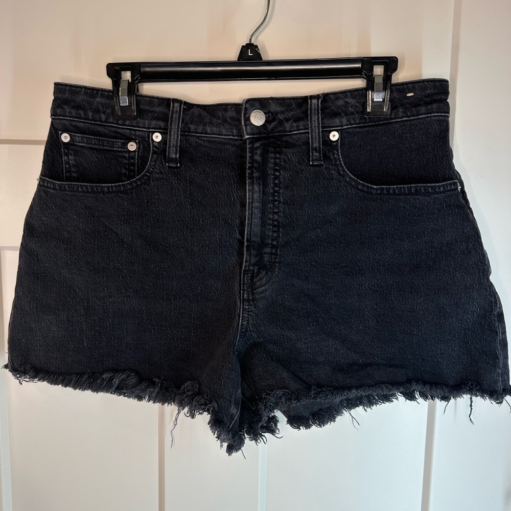 Madewell The Perfect Jean Short Size 30 Washed Black‎ Raw Hem Frayed